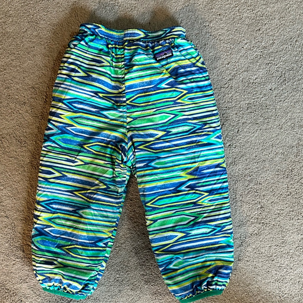 Patagonia Kids Pants in Blue and Green Geo Print